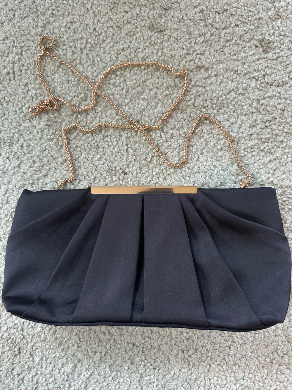 Black Evening Clutch with Gold Chain Strap